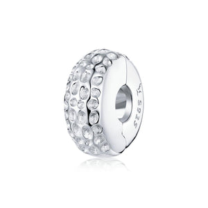 Pave Sterling Silver Zircon CZ Buckle Spacer Bead Charm Bracelet Necklace
