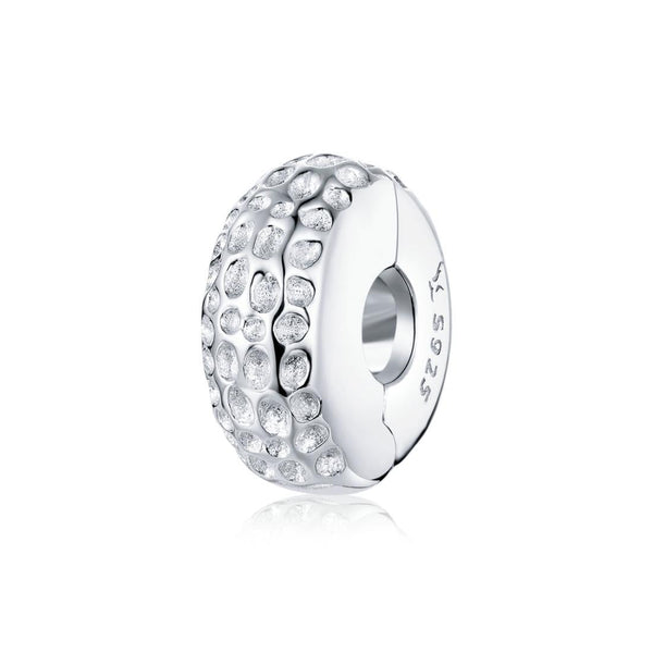 Pave Sterling Silver Zircon CZ Buckle Spacer Bead Charm Bracelet Necklace