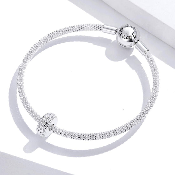 Pave Sterling Silver Zircon CZ Buckle Spacer Bead Charm Bracelet Necklace