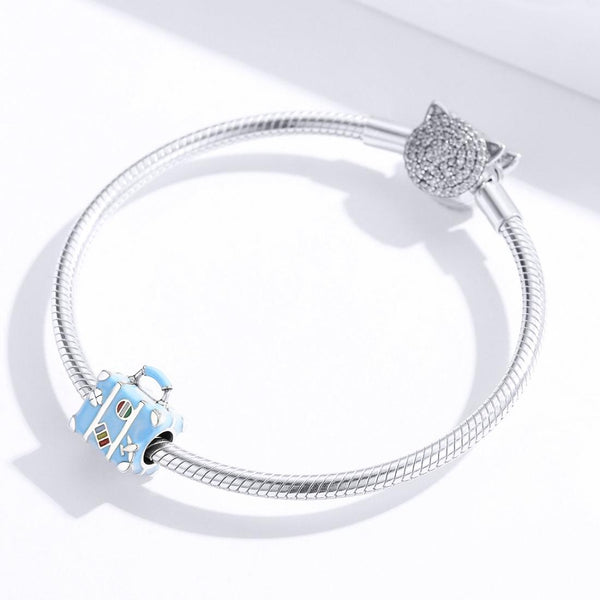 Suitcase Travel Enamel Sterling Silver Bead Charm Bracelet Necklace Pendant