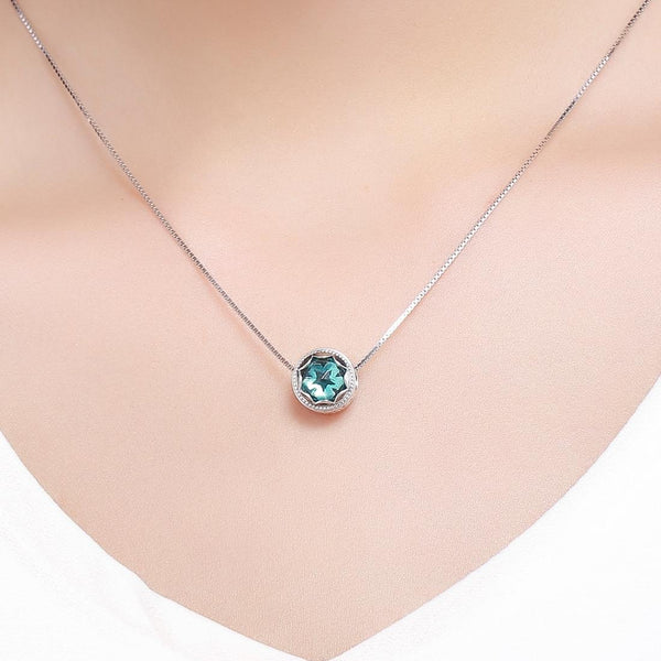 Blue Star Sterling Silver Glass Bead Charm Bracelet Necklace