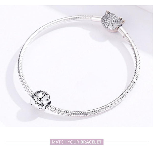 Gemini Zodiac Constellation Sterling Silver Zircon CZ Bead Charm Bracelet Necklace