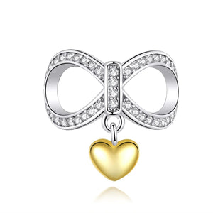 Infinite Love Gold Platinum Plated Sterling Silver Bead Charm Pendant Bracelet