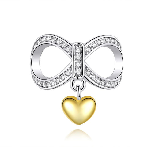 Infinite Love Gold Platinum Plated Sterling Silver Bead Charm Pendant Bracelet
