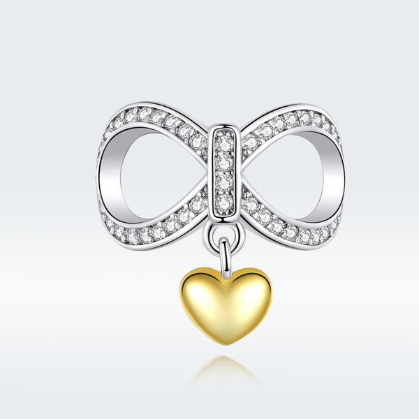 Infinite Love Gold Platinum Plated Sterling Silver Bead Charm Pendant Bracelet
