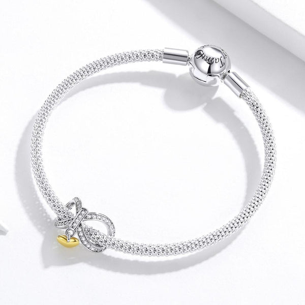 Infinite Love Gold Platinum Plated Sterling Silver Bead Charm Pendant Bracelet