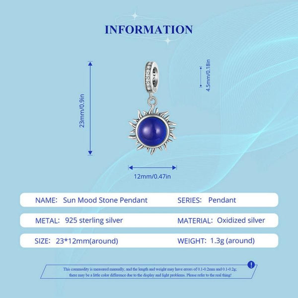 Colour Changing Sun Sterling Silver CZ Bead Charm Bracelet Necklace