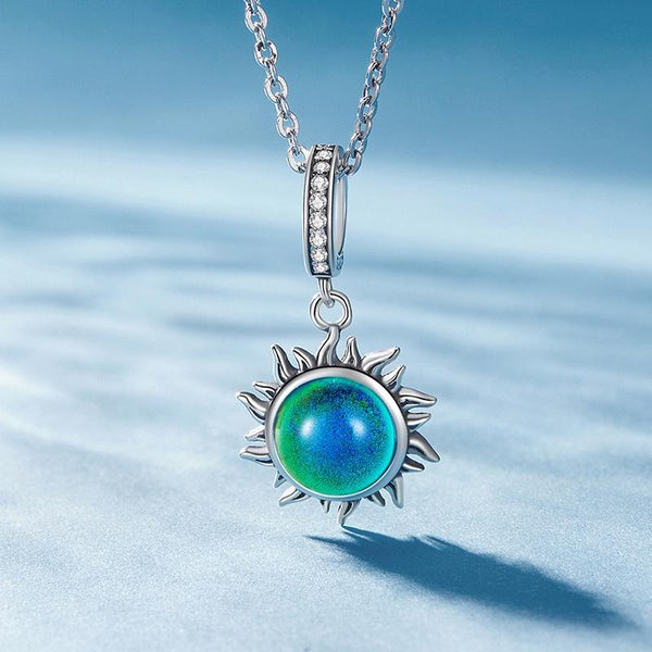 Colour Changing Sun Sterling Silver CZ Bead Charm Bracelet Necklace