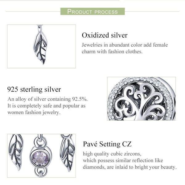 Tree Of Life Dreamcatcher Sterling Silver Zircon CZ Bead Charm Bracelet Necklace