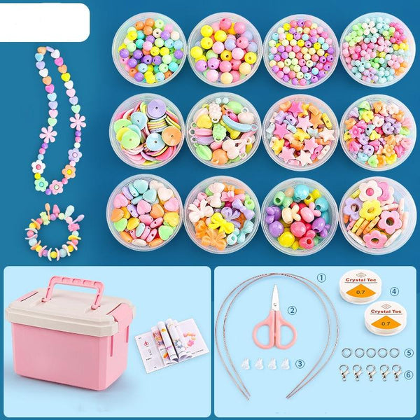 DIY Bracelet Necklace Jewellery Making Kit Kids Children 12 Designs Pastel