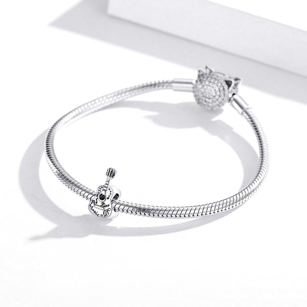 Guitar Rock Music Sterling Silver Bead Charm Pendant Bracelet Necklace