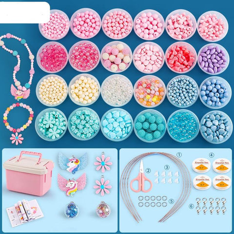DIY Bracelet Necklace Jewellery Making Kit Kids Children 24 Designs Unicorn