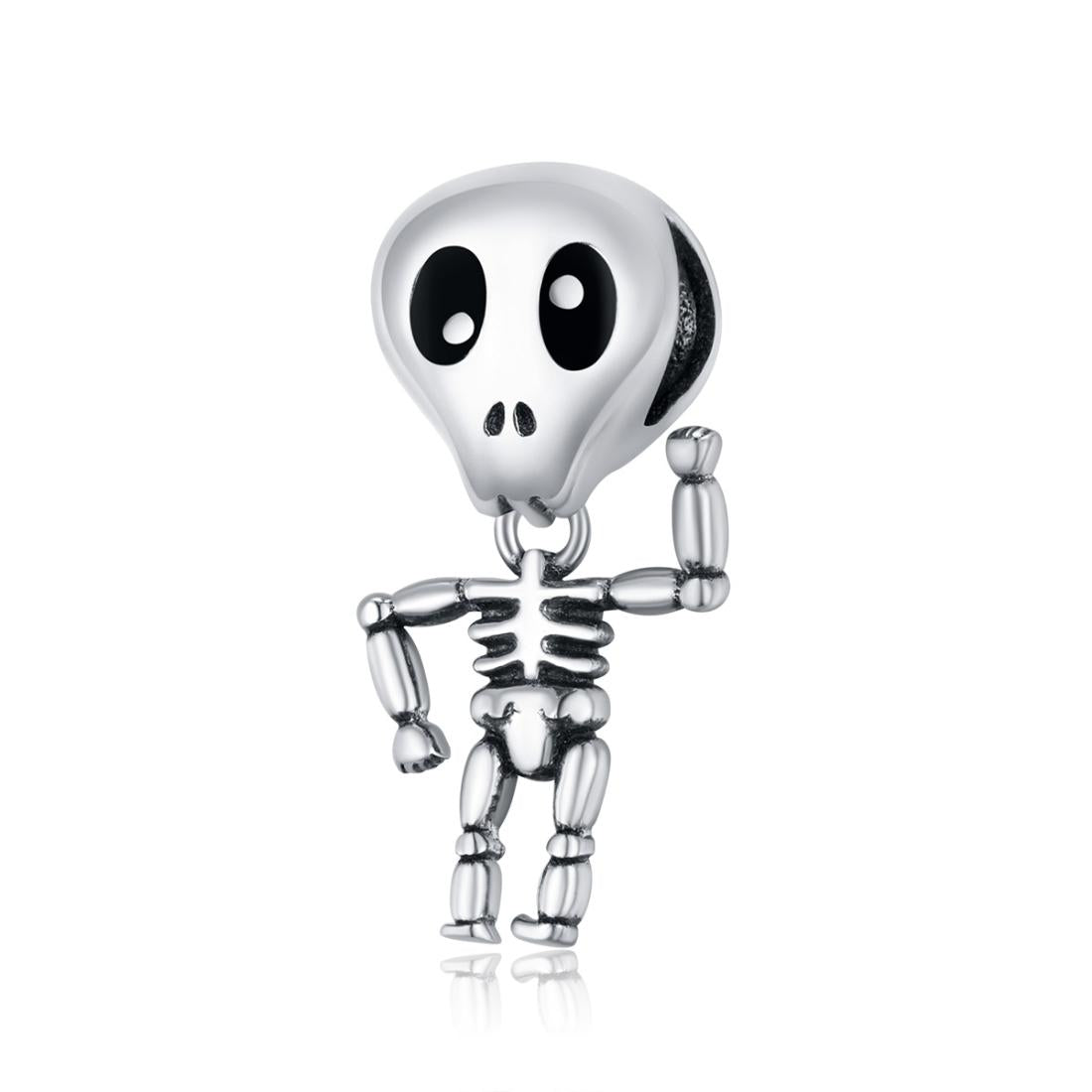 Skelton Enamel Sterling Silver Bead Charm Pendant Bracelet Necklace