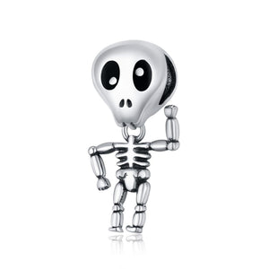 Skelton Enamel Sterling Silver Bead Charm Pendant Bracelet Necklace