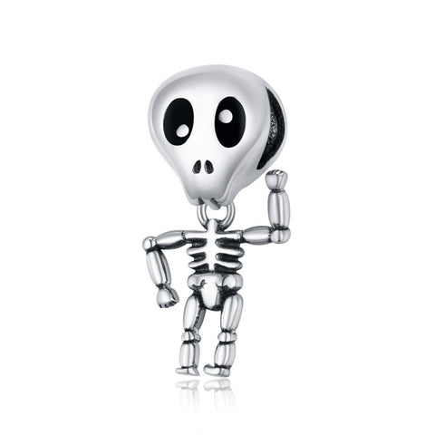 Skelton Enamel Sterling Silver Bead Charm Pendant Bracelet Necklace