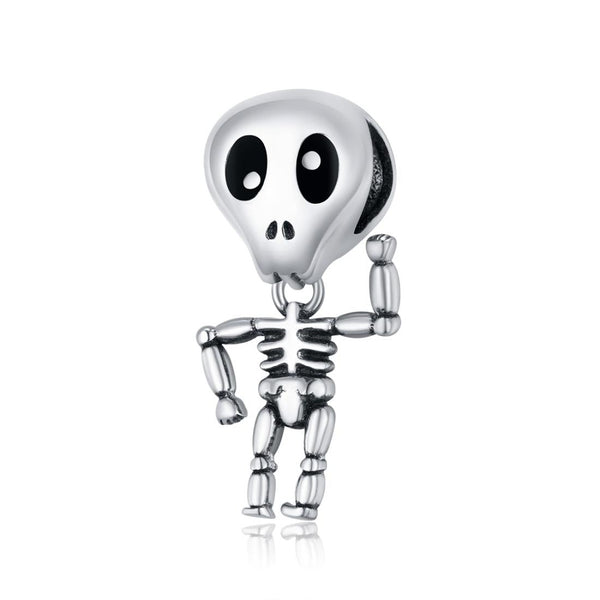 Skelton Enamel Sterling Silver Bead Charm Pendant Bracelet Necklace