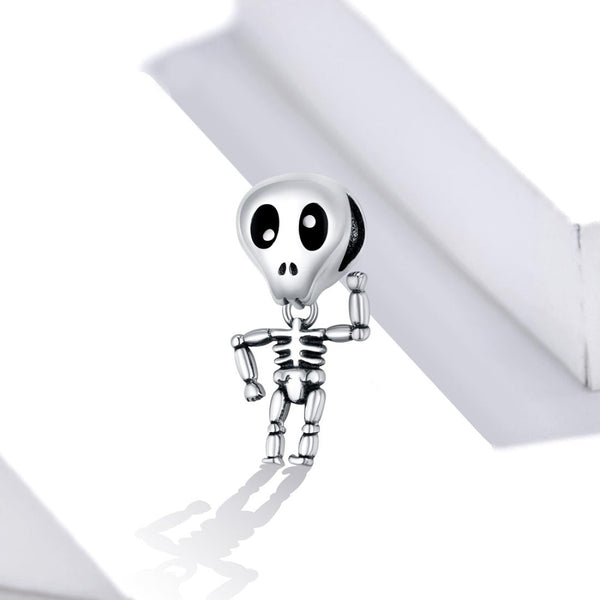 Skelton Enamel Sterling Silver Bead Charm Pendant Bracelet Necklace