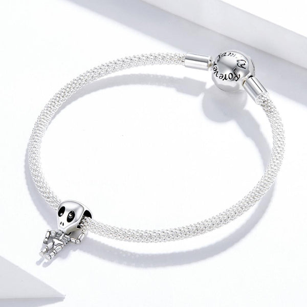 Skelton Enamel Sterling Silver Bead Charm Pendant Bracelet Necklace