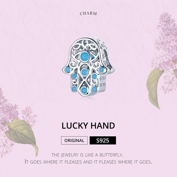 Hamsa Evil Eye Protection Sterling Silver Ziron CZ Bead Charm Bracelet Necklace