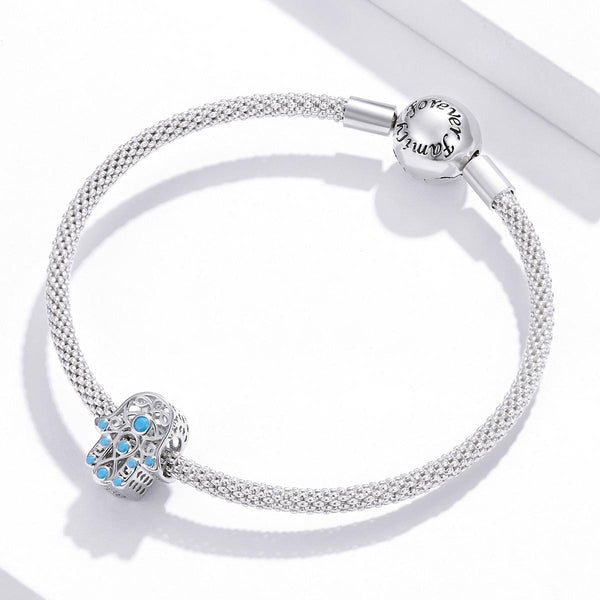 Hamsa Evil Eye Protection Sterling Silver Ziron CZ Bead Charm Bracelet Necklace