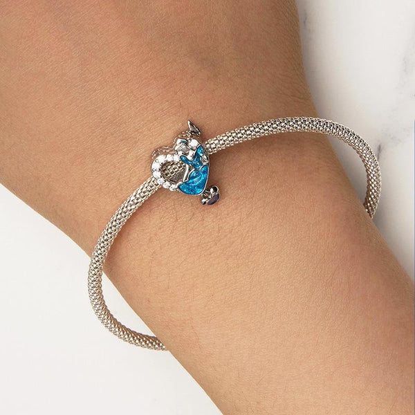 Cinderella Enamel Sterling Silver Zircon CZ Bead Charm Pendant Bracelet Necklace