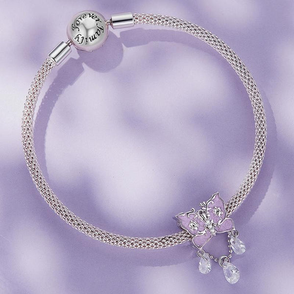Butterfly Crystal Enamel Sterling Silver Bead Charm Bracelet Necklace Pendant