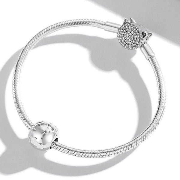 Moon Sterling Silver Bead Charm Bracelet Necklace