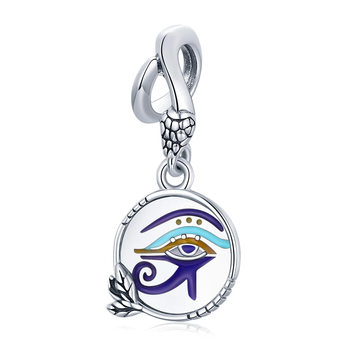 Eye Of Horus Snake Enamel Sterling Silver Bead Charm Bracelet Necklace Pendant
