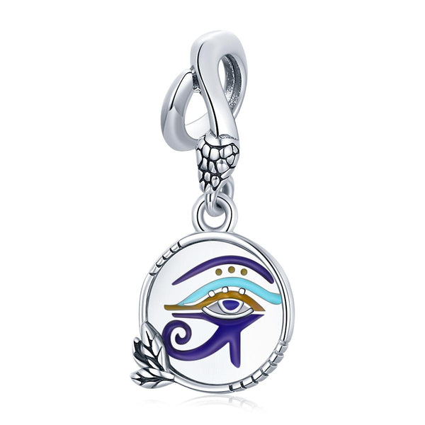 Eye Of Horus Snake Enamel Sterling Silver Bead Charm Bracelet Necklace Pendant