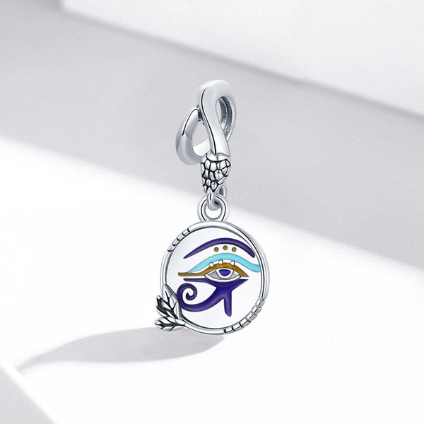 Eye Of Horus Snake Enamel Sterling Silver Bead Charm Bracelet Necklace Pendant