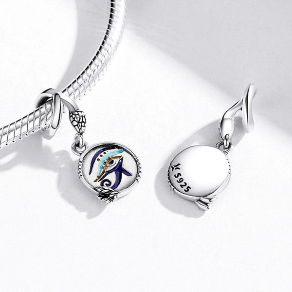 Eye Of Horus Snake Enamel Sterling Silver Bead Charm Bracelet Necklace Pendant