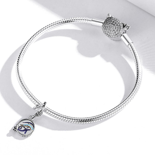 Eye Of Horus Snake Enamel Sterling Silver Bead Charm Bracelet Necklace Pendant