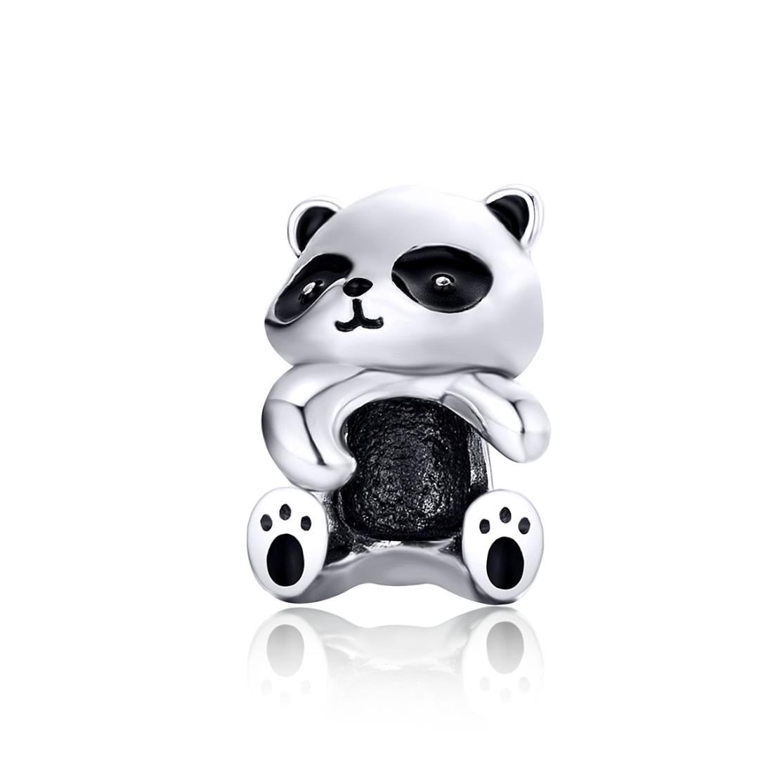 Panda Bear Enamel Sterling Silver Bead Charm Bracelet Necklace Pendant