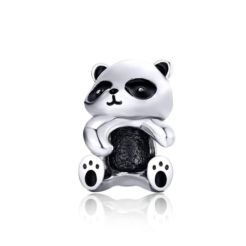 Panda Bear Enamel Sterling Silver Bead Charm Bracelet Necklace Pendant