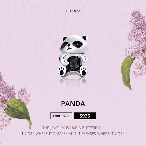Panda Bear Enamel Sterling Silver Bead Charm Bracelet Necklace Pendant