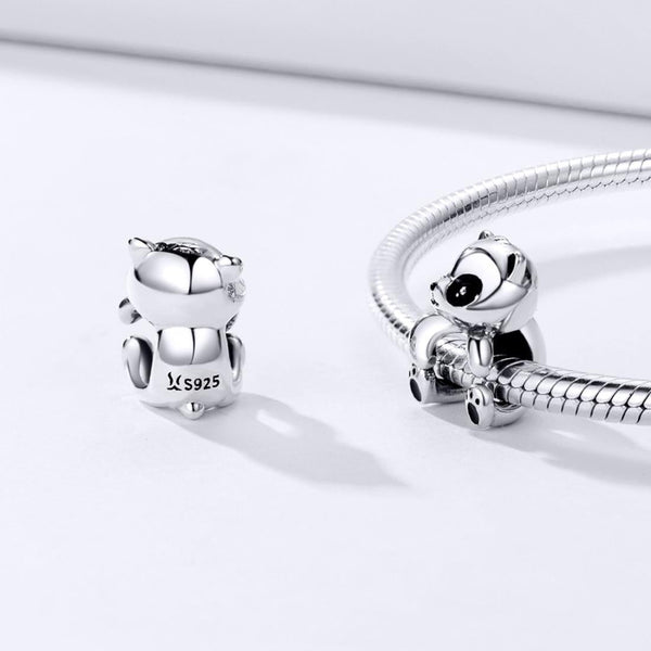 Panda Bear Enamel Sterling Silver Bead Charm Bracelet Necklace Pendant