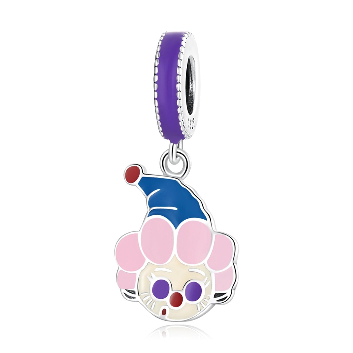 Clown Enamel Sterling Silver Bead Charm Pendant Bracelet Necklace