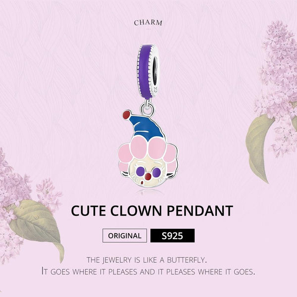 Clown Enamel Sterling Silver Bead Charm Pendant Bracelet Necklace