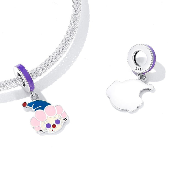 Clown Enamel Sterling Silver Bead Charm Pendant Bracelet Necklace