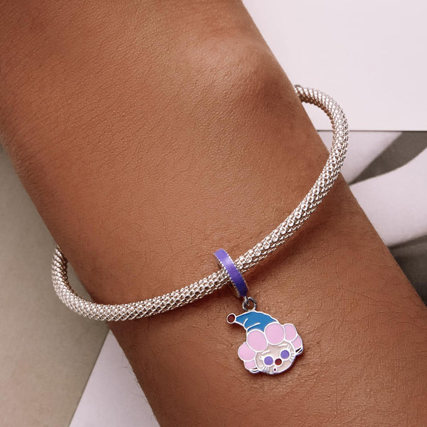 Clown Enamel Sterling Silver Bead Charm Pendant Bracelet Necklace