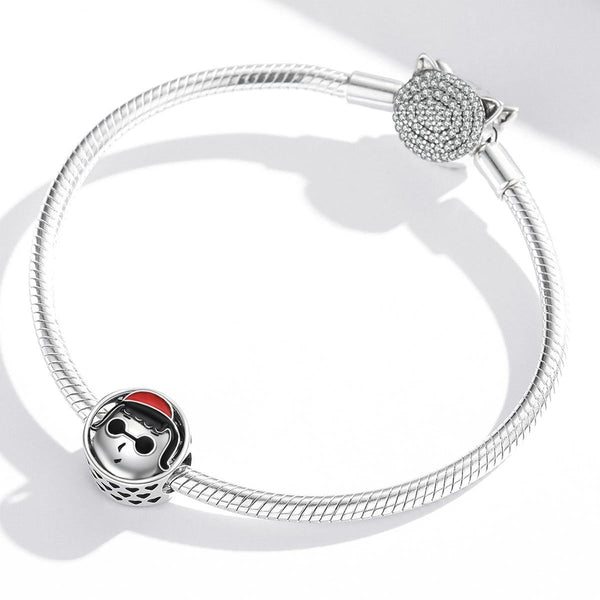 Cartoon Boy Avatar Enamel Sterling Silver Bead Charm Pendant Bracelet Necklace
