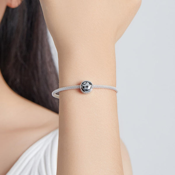 Cartoon Boy Avatar Enamel Sterling Silver Bead Charm Pendant Bracelet Necklace