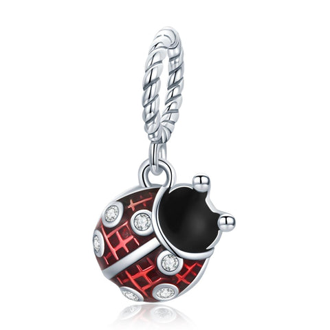 Ladybird Ladybug Enamel Sterling Silver Bead Charm Bracelet Necklace Pendant