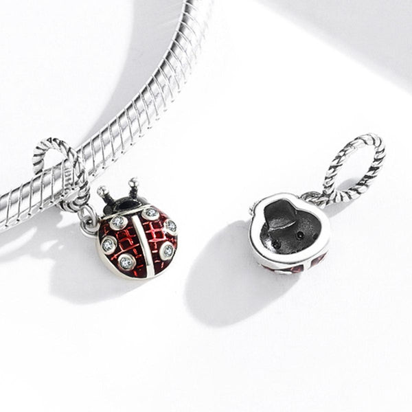 Ladybird Ladybug Enamel Sterling Silver Bead Charm Bracelet Necklace Pendant