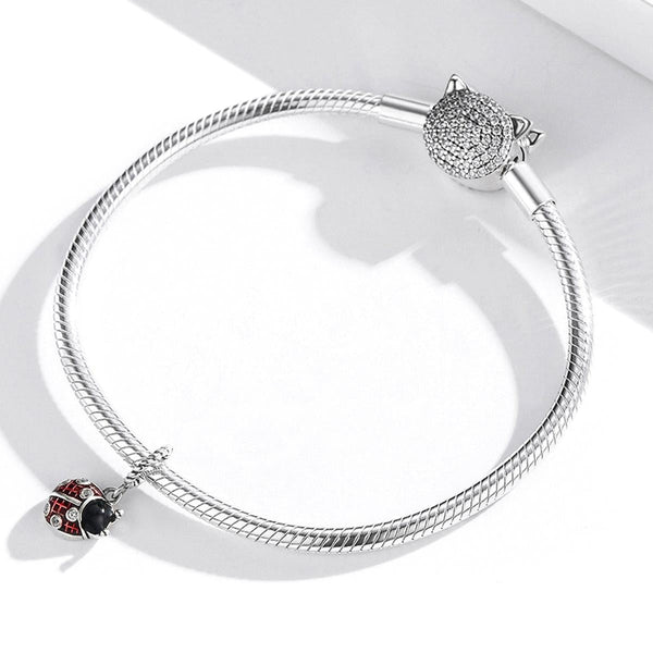Ladybird Ladybug Enamel Sterling Silver Bead Charm Bracelet Necklace Pendant