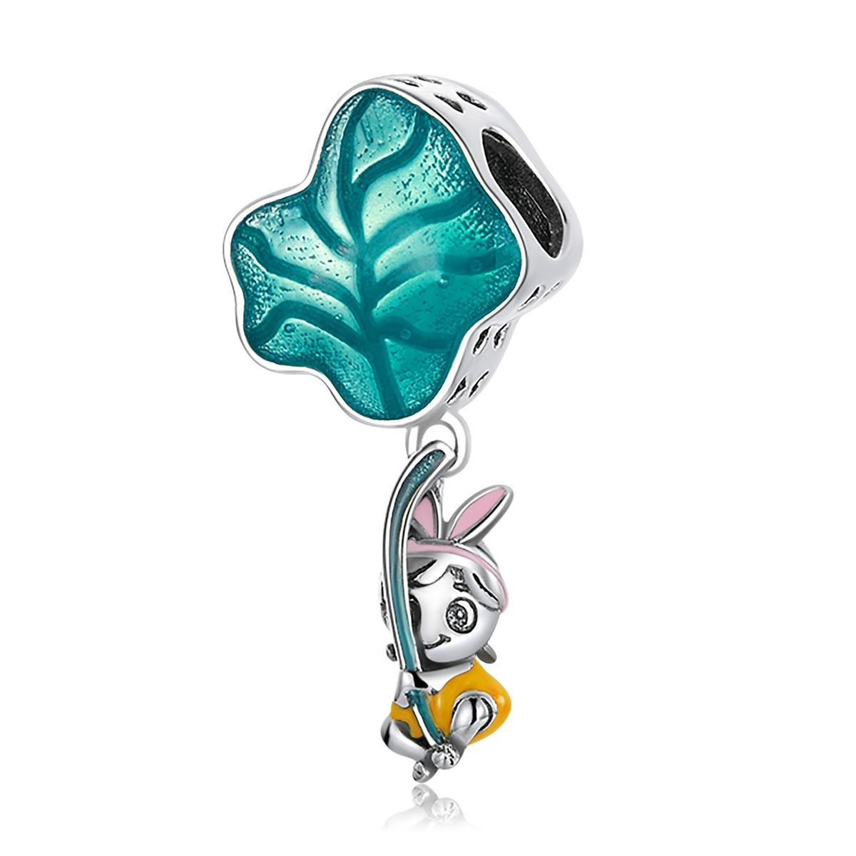 Rabbit Leaf Enamel Sterling Silver Bead Charm Bracelet Necklace Pendant
