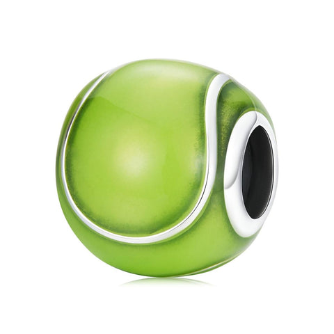 Tennis Ball Enamel Sterling Silver Bead Charm Bracelet Necklace