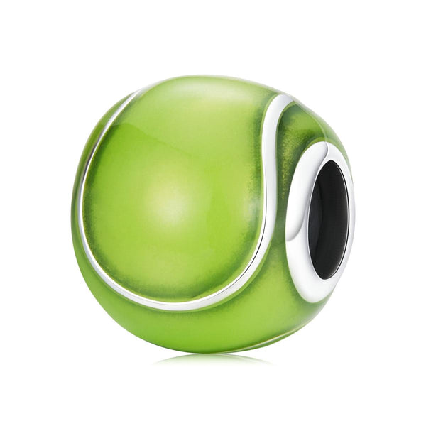 Tennis Ball Enamel Sterling Silver Bead Charm Bracelet Necklace