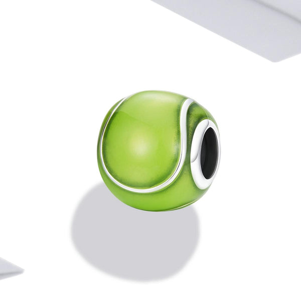 Tennis Ball Enamel Sterling Silver Bead Charm Bracelet Necklace