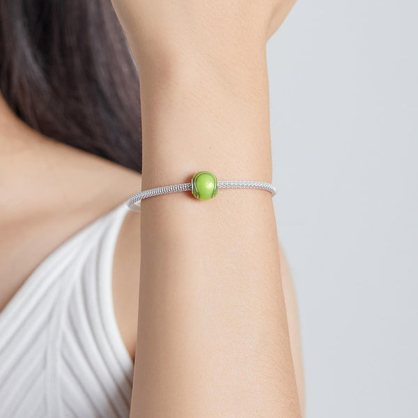 Tennis Ball Enamel Sterling Silver Bead Charm Bracelet Necklace